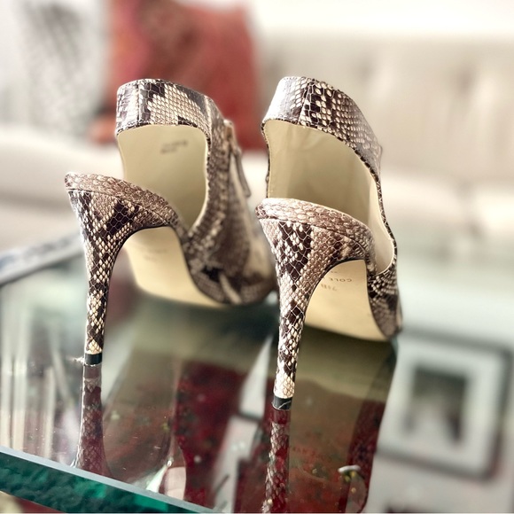 Cole Haan Snakeskin Print Slingback Mules Heels 7.5 Open Toe - Picture 5 of 11